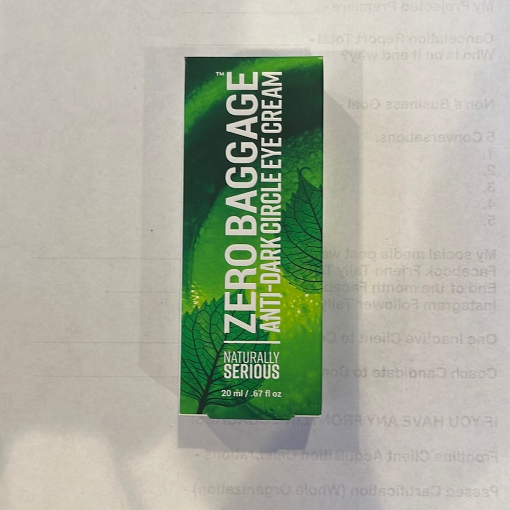 Naturally Serious Zero Baggage eye cream NIB